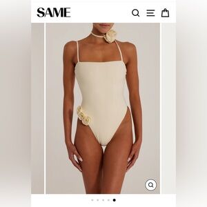 SAME Los Angeles swimwear rosette one piece cream on cream